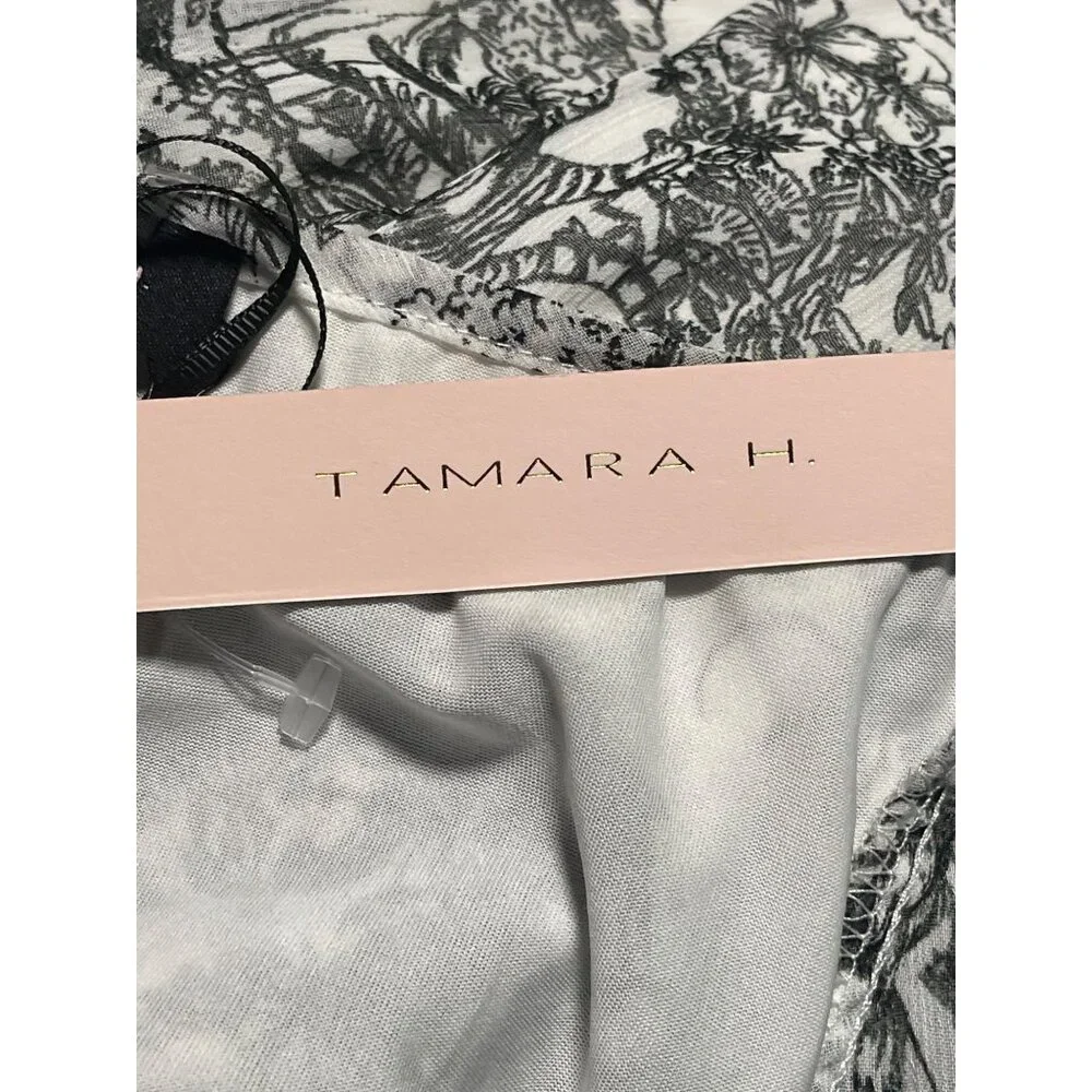 Tamara H Black & White Jungle Print Short Sleeve Top Size 2X